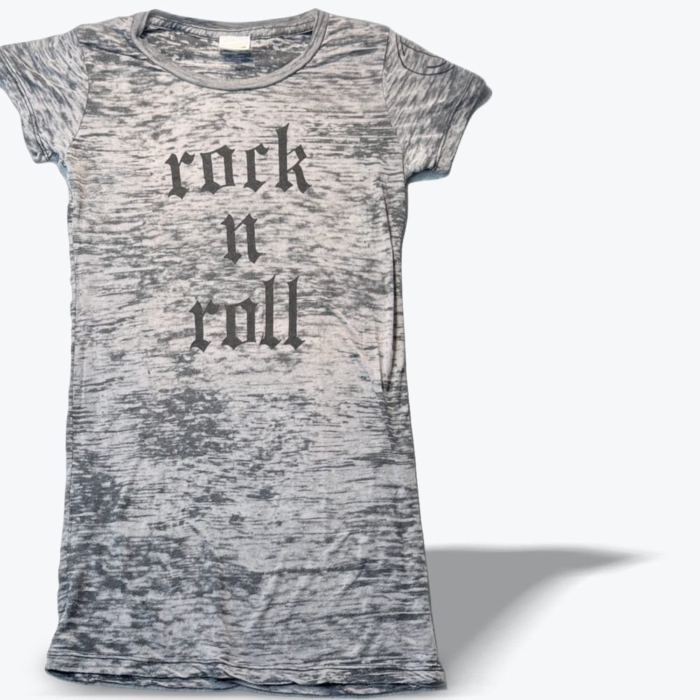 Jet By John Eshaya Rock N Roll Burnout Graphic T Shirt Gray Slim Small USA